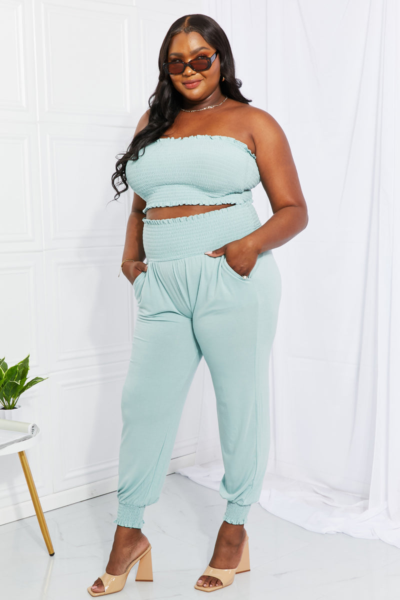 Butterfly Bandeau Top And Jogger Pants Set In YELLOW