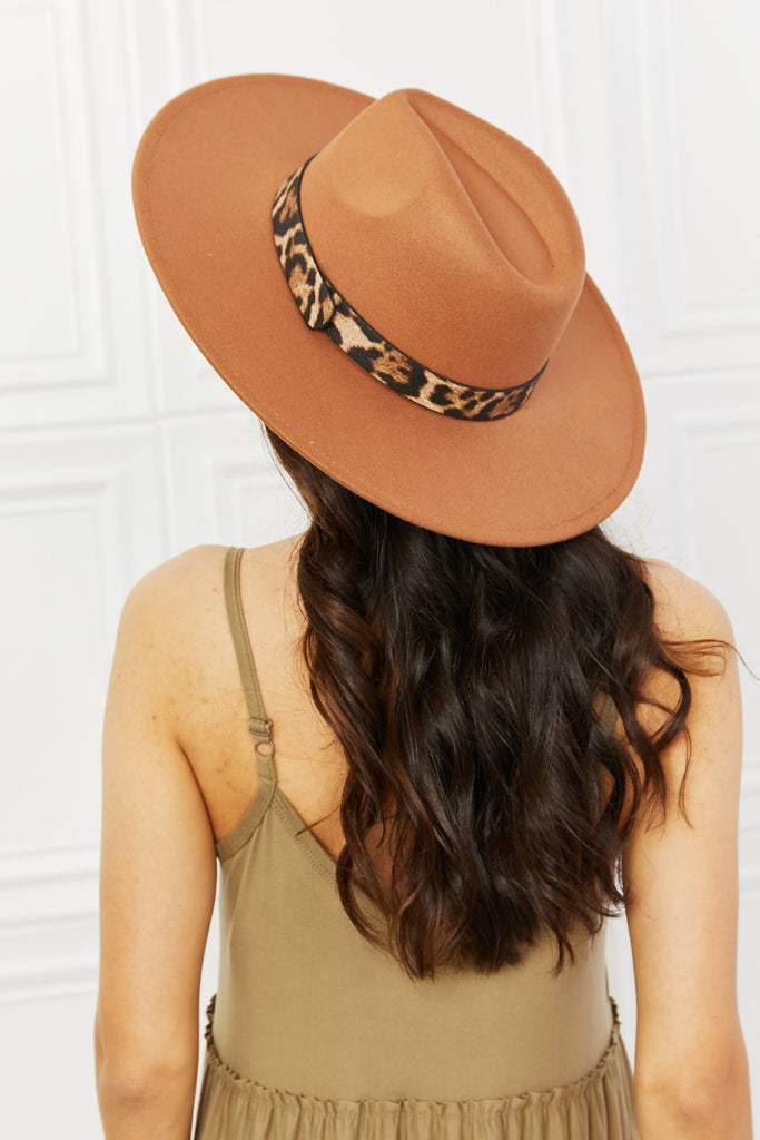 Leopard Band Fedora Hat with Adjustable Straps