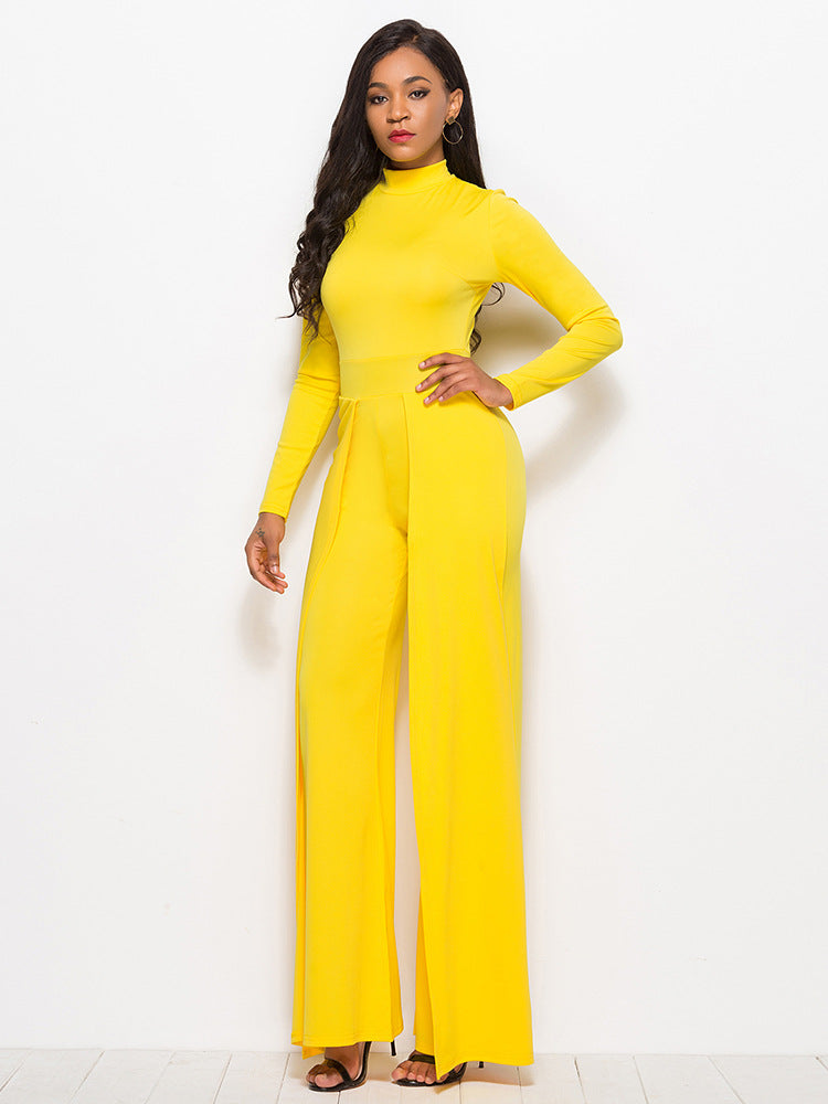 Long Sleeve Mock Neck Wide Leg Jumpsuit – Palmarius Apparel