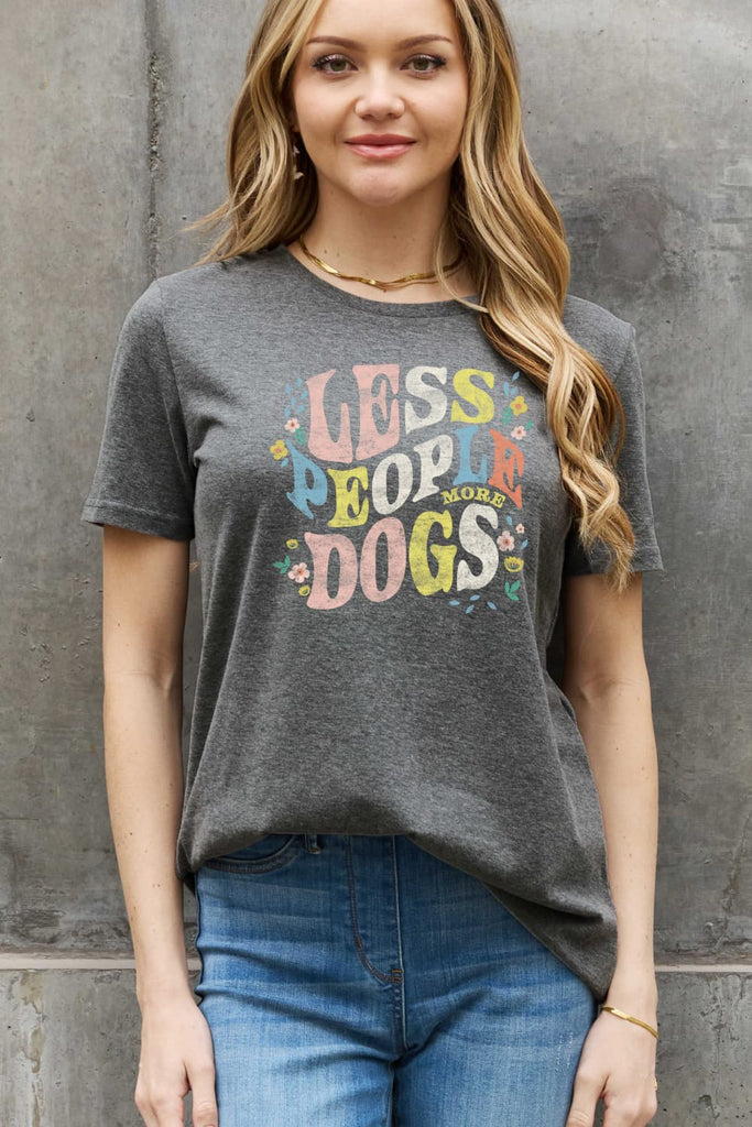 "Less People More Dogs" Graphic T-Shirt - Casual Style | 100% Cotton