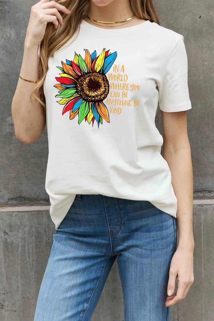 Flower Slogan Graphic T-Shirt - Casual and Chic | 100% Cotton