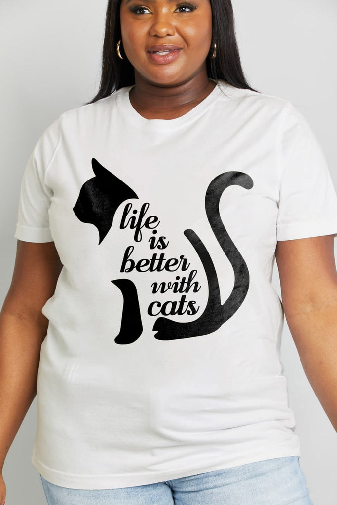 "Life Is Better With Cats" Graphic T-Shirt - Casual Style | 100% Cotton