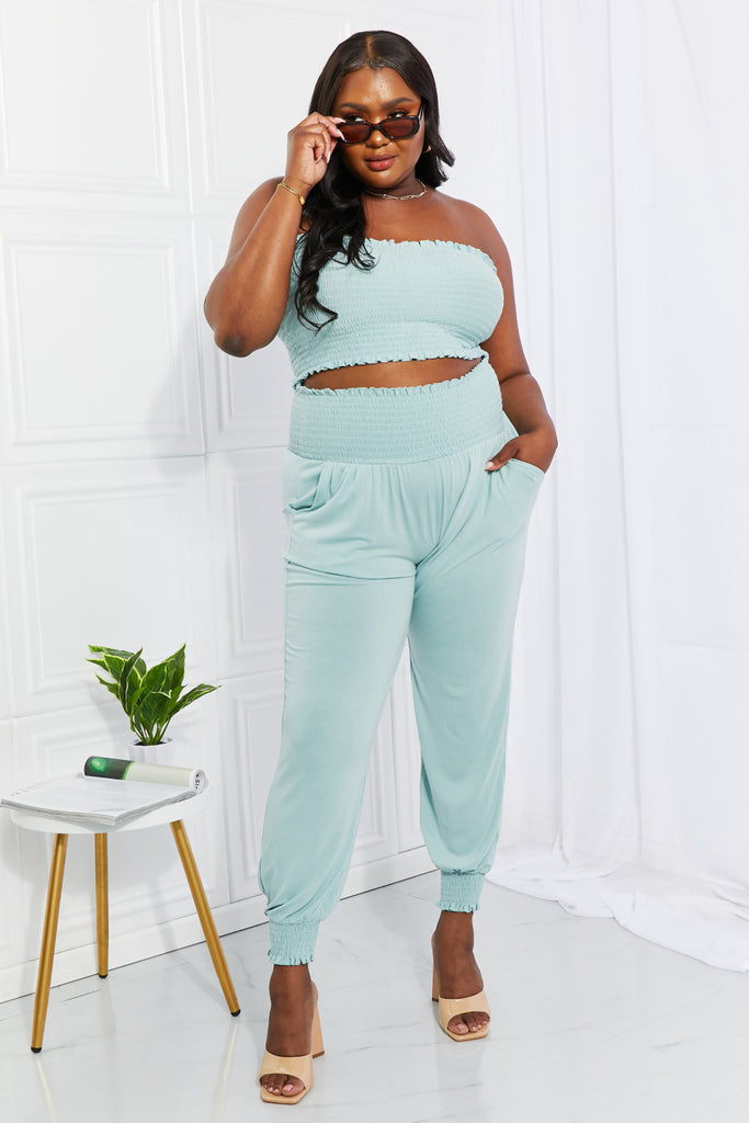 Solid Tube Top and Jogger Pant Set - Chic and Stylish