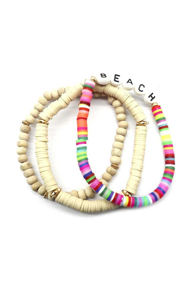 Bracelets with Round Wooden Beads and Wooden Beads with Letters