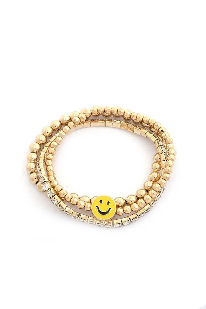 Enamel Happy Face Charm Bracelet Set