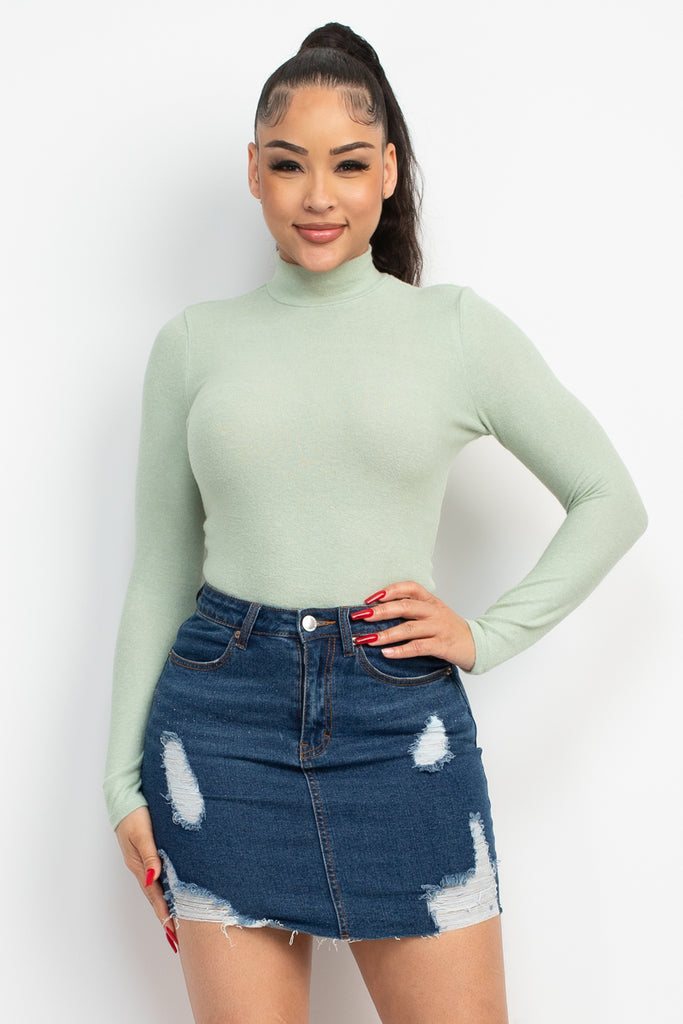 Chic Comfort: Long Sleeve Mock Neck Knit Top