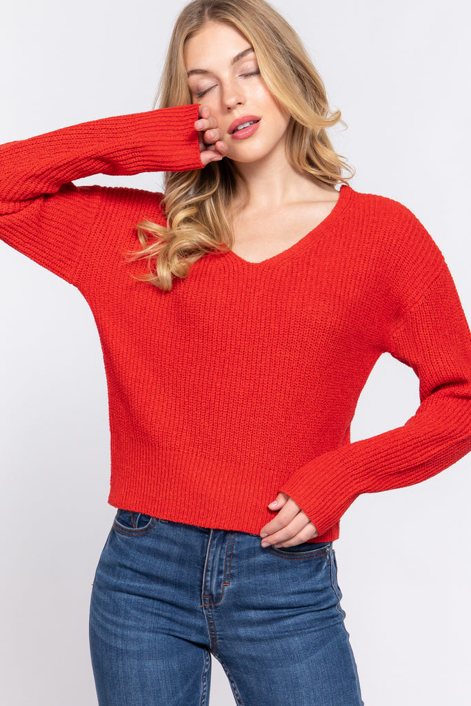 Chic Dolman Long Sleeve V-neck Sweater