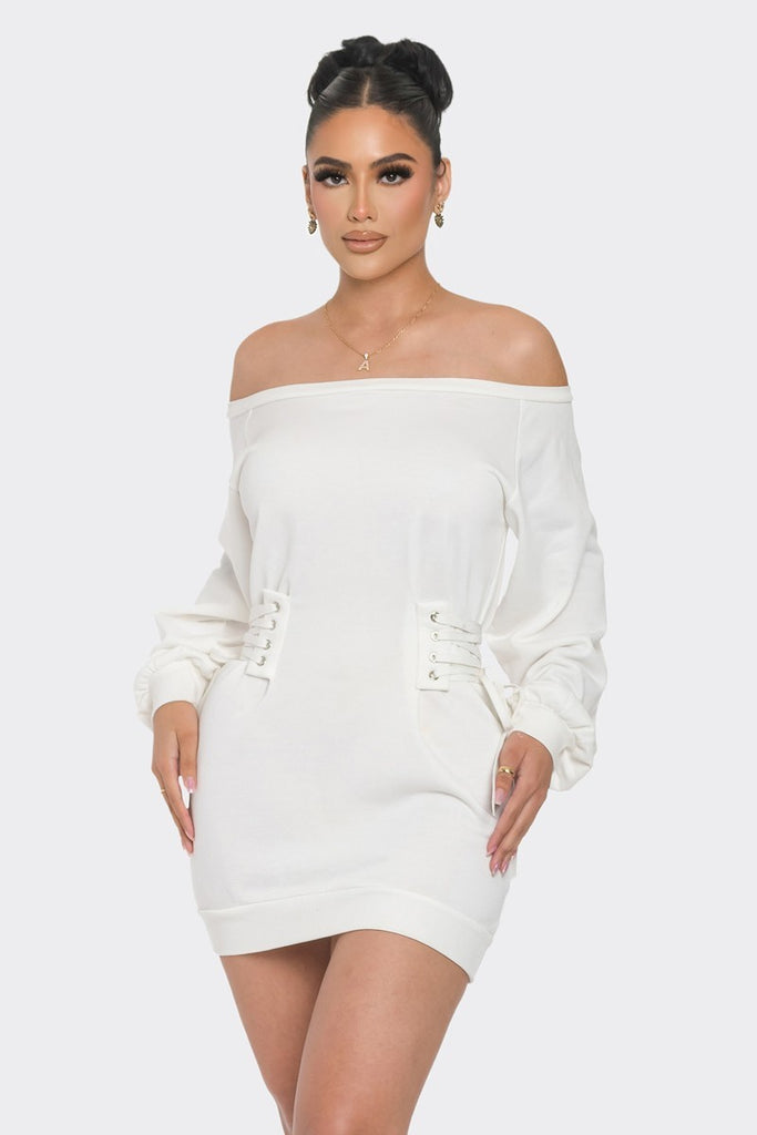 Chic Puff Sleeve Off Shoulder Dress