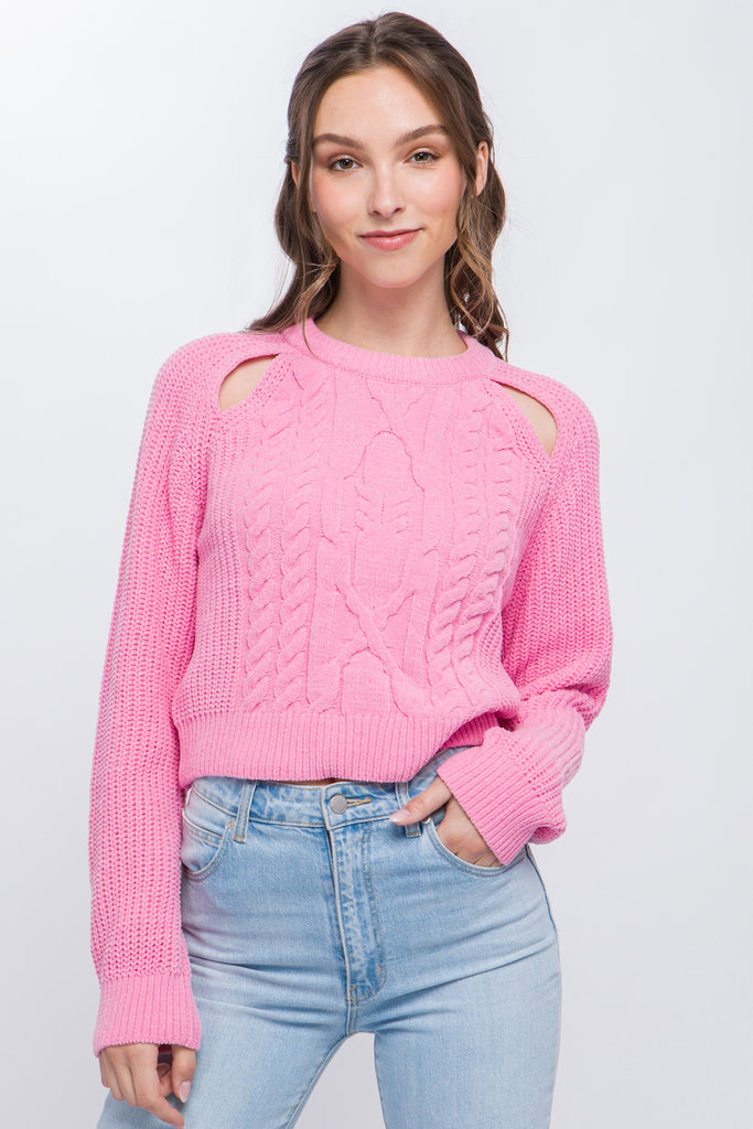 Knitted Cold Shoulder Detail Sweater