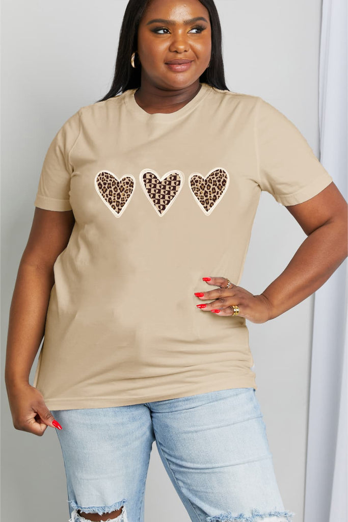Casual Heart Graphic Short-Sleeve Cotton T-Shirt